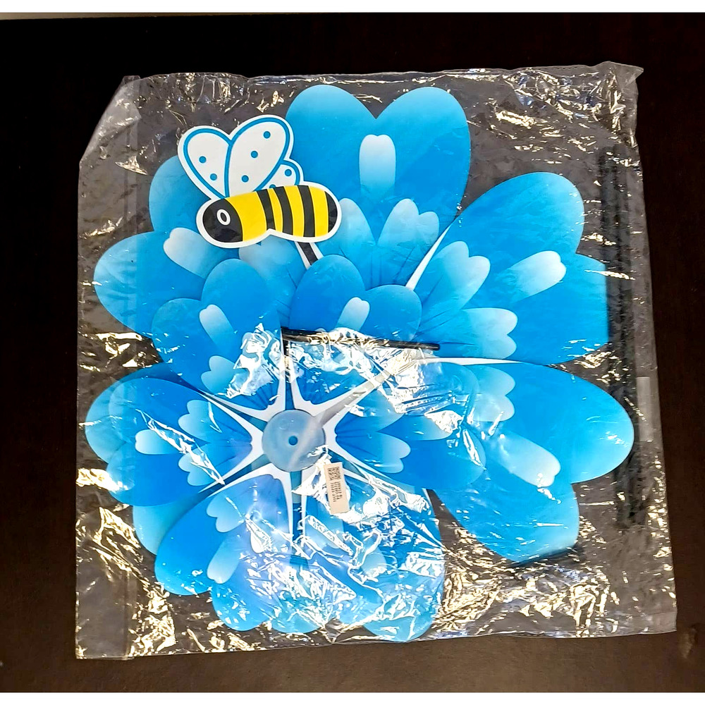 Garden Stake Wind Spinner NEW Double Petal with Bee Center includes the Stake
